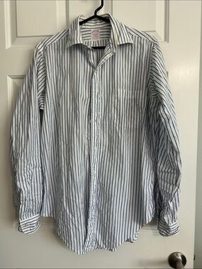 Brooks Brothers White Shirt with Blue Pinstripes